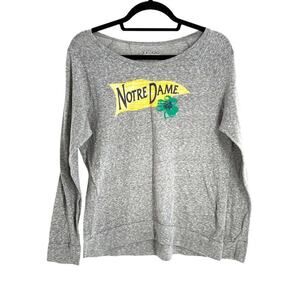 NOTRE DAME Women's Under-Armour Semi-Fitted Heather Grey L/S T Shirt Sz MEDIUM